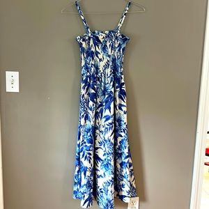 Blue and white floral dress